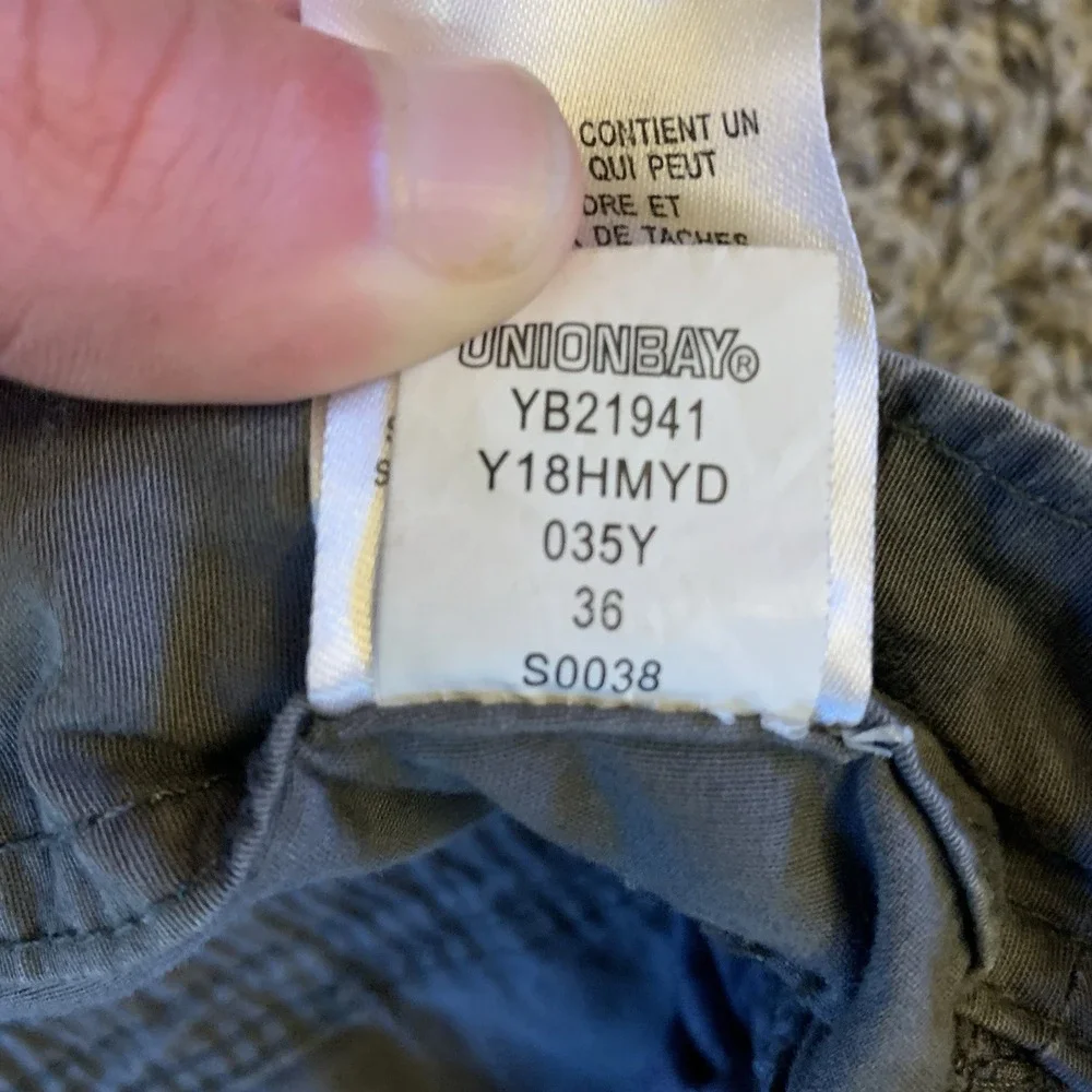 Union Bay Cargo Shorts Mens 36 Waist Gray Pockets Utility Cotton Faded 90s Y2K